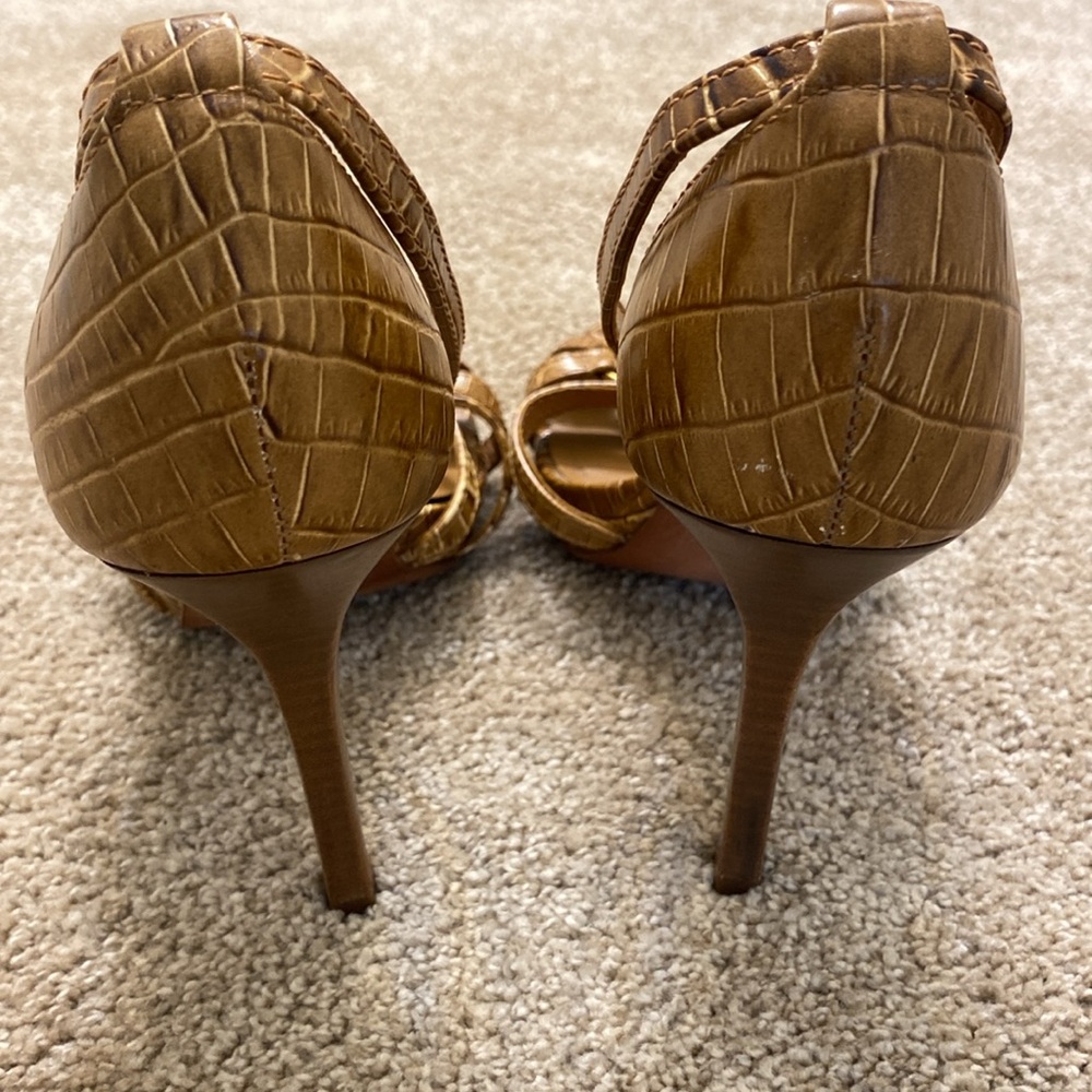 TORY BURCH ELIZABELLA REAL LEATHER STRAPPY CROCODILE STILETTOS - Picture 4 of 10
